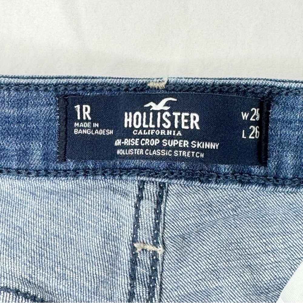 Hollister High Rise Crop Super Skinny Jeans Distressed Raw Hem 25” - Picture 14 of 17